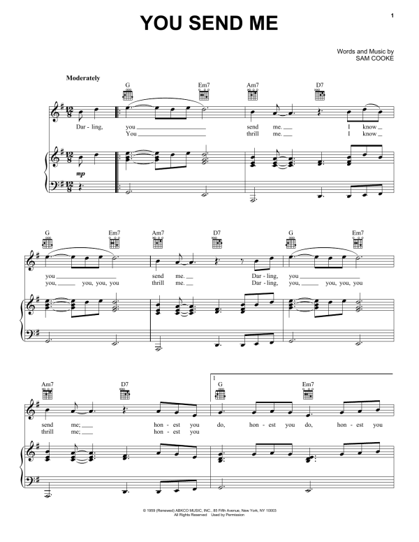 Sam Cooke You Send Me Musik Noten - Easy Lead Sheet / Fake Book - 174951-0