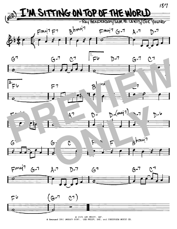 Sam M. Lewis I'm Sitting On Top Of The World Musik Noten - Real Book – Melody & Chords – C Instruments - 60461-0
