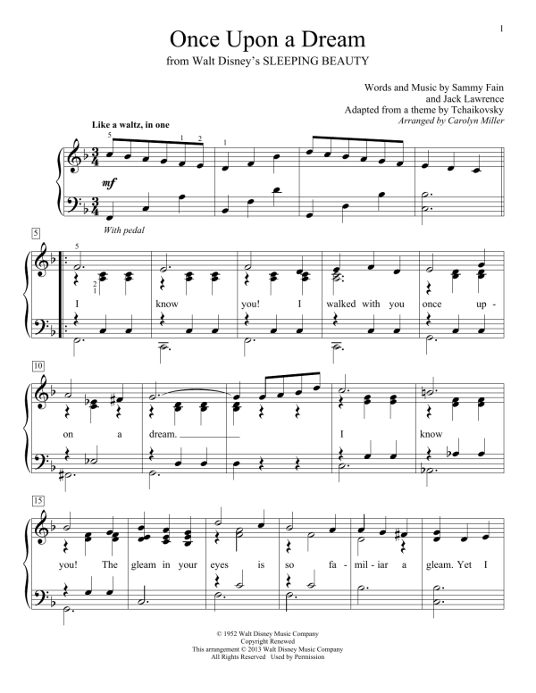 Sammy Fain Once Upon A Dream (arr. Carolyn Miller) Musik Noten - Educational Piano - 98727-0
