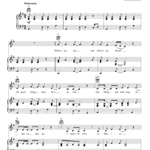 Santana They All Went To Mexico Musik Noten - Piano, Vocal & Guitar Chords - 175716-0
