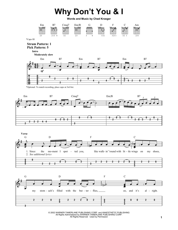 Santana Why Don't You & I Musik Noten - Easy Guitar Tab - 175629-0