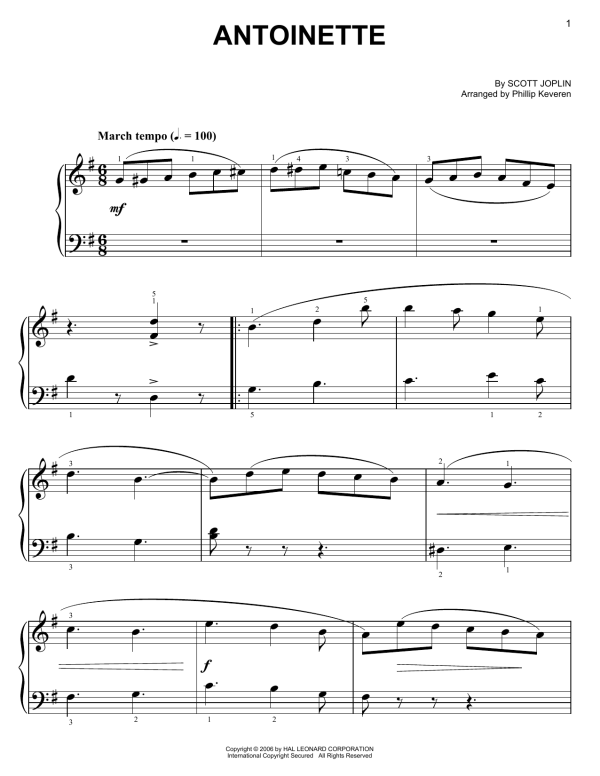 Scott Joplin Antoinette Musik Noten - Easy Piano - 159697-0