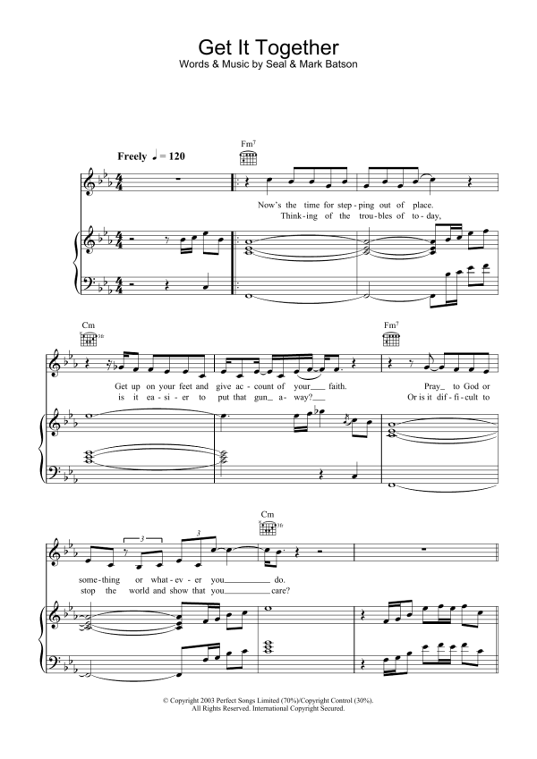 Seal Get It Together Musik Noten - Piano, Vocal & Guitar Chords - 29162-0