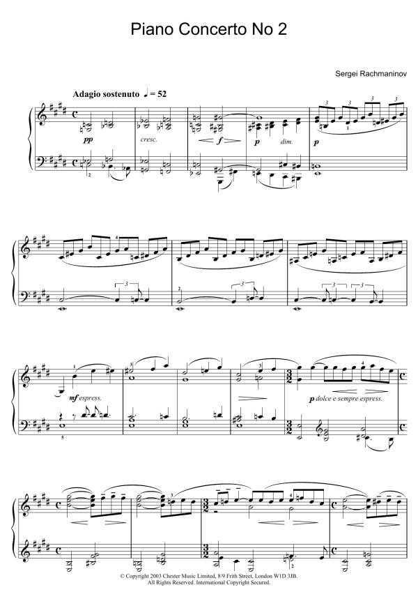 Sergei Rachmaninoff Piano Concerto No. 2 Musik Noten - Piano Solo - 24595-0