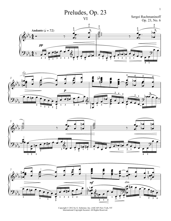 Sergei Rachmaninoff Prelude In E-Flat Major, Op. 23, No. 6 Musik Noten - Piano Solo - 93235-0