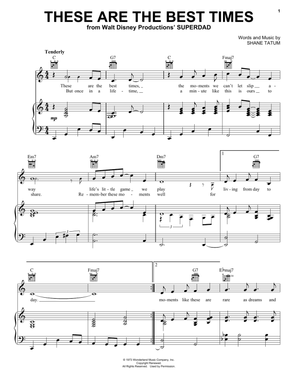 Shane Tatum These Are The Best Times Musik Noten - Piano, Vocal & Guitar Chords - 56702-0