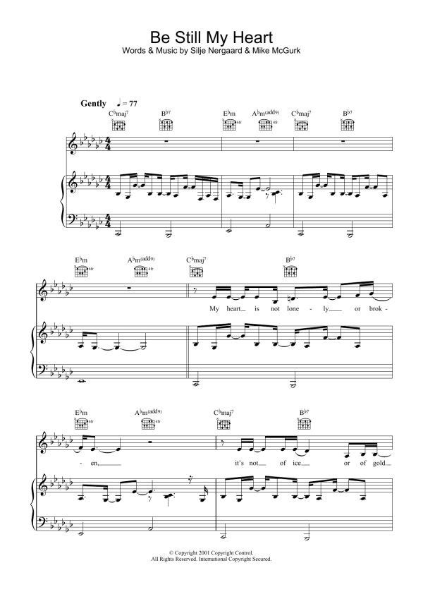 Silje Nergaard Be Still My Heart Musik Noten - Piano, Vocal & Guitar Chords - 27590-0