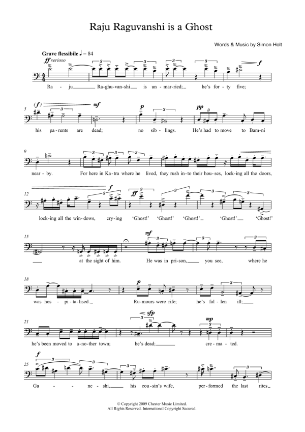 Simon Holt Raju Raguvanshi is a Ghost (for baritone voice) Musik Noten - Piano & Vocal - 45852-0