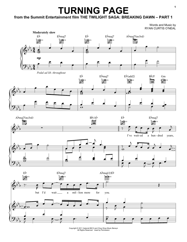 Sleeping At Last Turning Page Musik Noten - Piano, Vocal & Guitar Chords - 89991-0