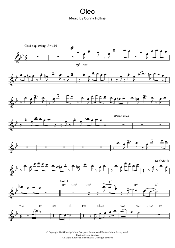 Sonny Rollins Oleo Musik Noten - Flute Solo - 105674-0