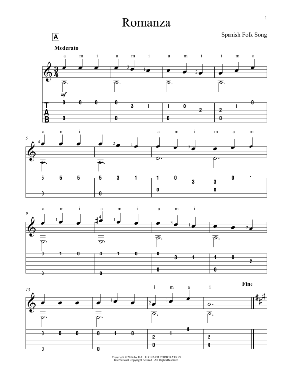Spanish Folk Song Romanza Musik Noten - Solo Guitar - 170162-0