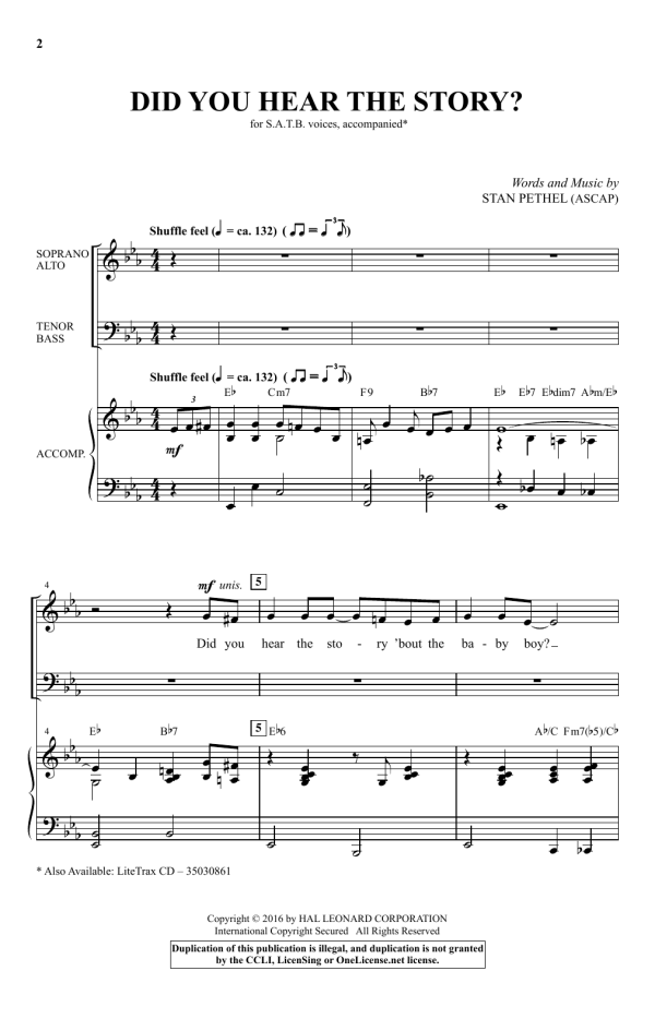 Stan Pethel Did You Hear The Story? Musik Noten - SATB Choir - 170275-0