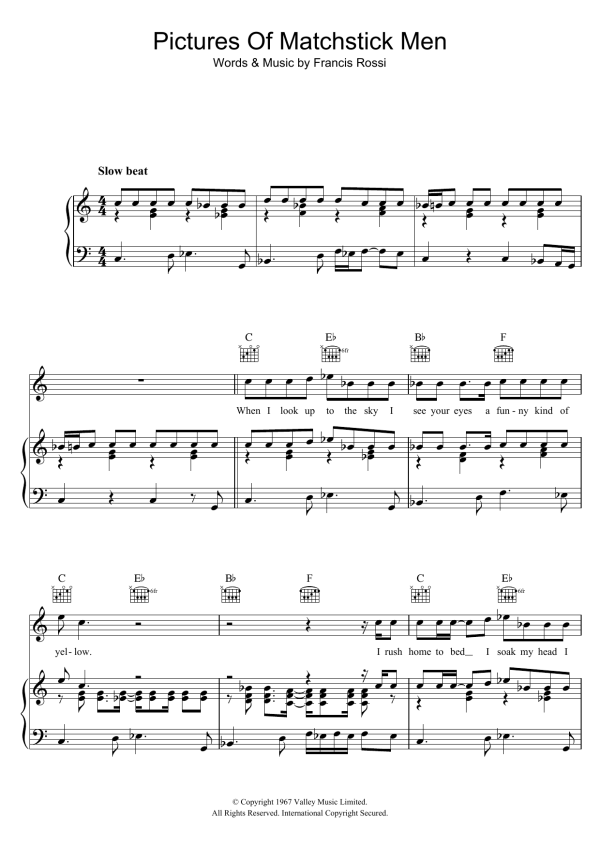 Status Quo Pictures Of Matchstick Men Musik Noten - Piano, Vocal & Guitar Chords - 120992-0