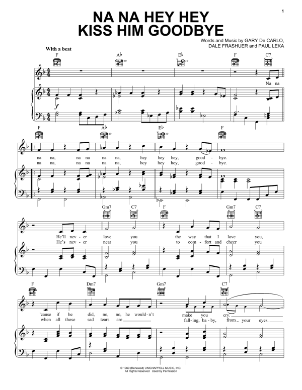 Steam Na Na Hey Hey Kiss Him Goodbye Musik Noten - Piano, Vocal & Guitar Chords - 18107-0