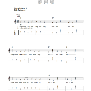 Stephen Foster Camptown Races Musik Noten - Easy Guitar Tab - 88935-0