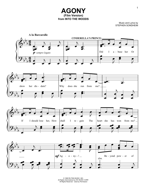 Stephen Sondheim Agony (Film Version) (from Into The Woods) Musik Noten - Easy Piano - 157681-0