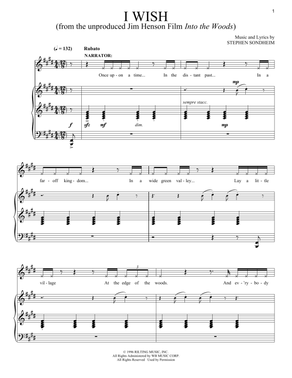 Stephen Sondheim I Wish Musik Noten - Piano & Vocal - 175573-0