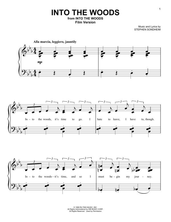 Stephen Sondheim Into The Woods (Film Version) Musik Noten - Easy Piano - 157767-0