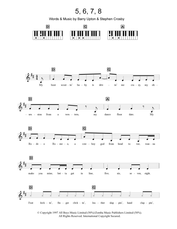 Steps 5, 6, 7, 8 Musik Noten - Piano, Vocal & Guitar Chords - 101209-0