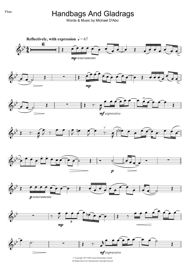 Stereophonics Handbags And Gladrags Musik Noten - Flute Solo - 101984-0