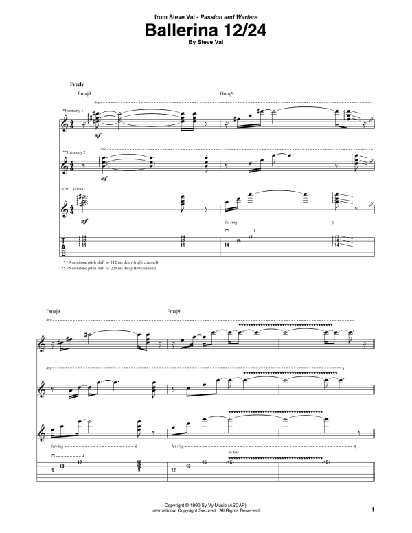 Steve Vai Ballerina 12/24 Musik Noten - Guitar Tab - 76827-0