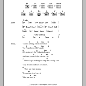 Stiff Little Fingers Alternative Ulster Musik Noten - Guitar Chords/Lyrics - 100808-0