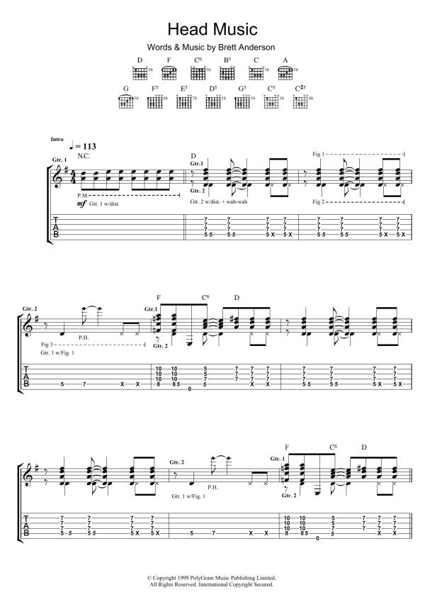 Suede Head Music Musik Noten - Guitar Tab - 105793-0