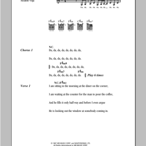 Suzanne Vega Tom's Diner Musik Noten - Guitar Chords/Lyrics - 94057-0