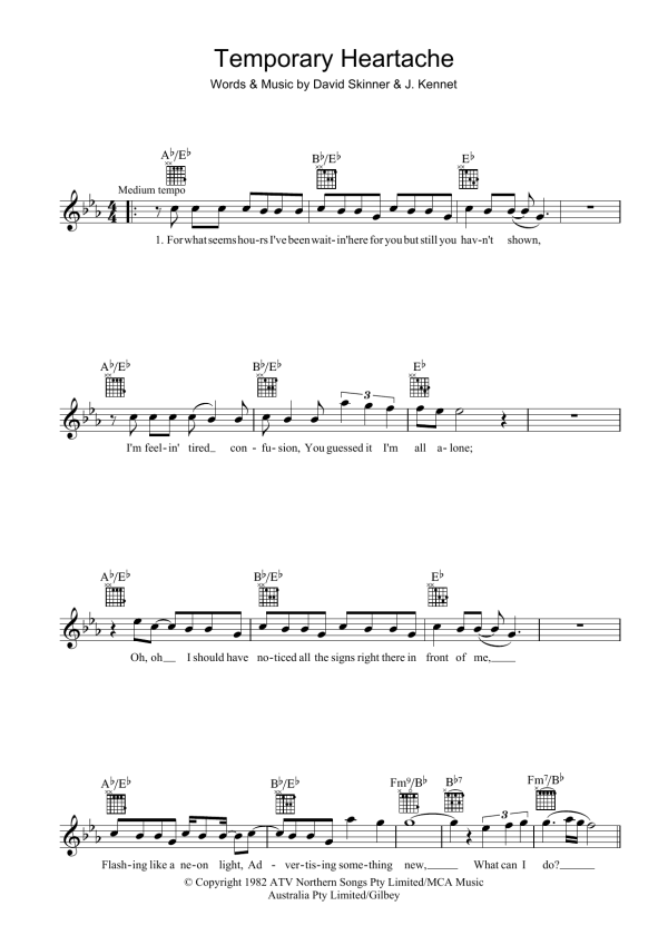 Swanee Temporary Heartache Musik Noten - Lead Sheet / Fake Book - 39399-0