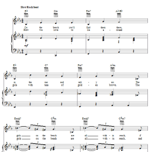 The Beach Boys Girls On The Beach Musik Noten - Piano, Vocal & Guitar Chords - 19572-0