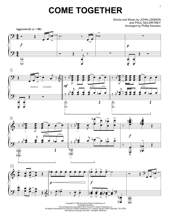 The Beatles Come Together [Classical version] (arr. Phillip Keveren) Musik Noten - Piano Solo - 90729-0
