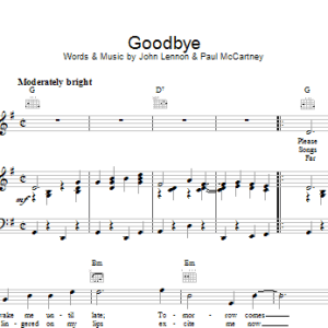 The Beatles Goodbye Musik Noten - Piano, Vocal & Guitar Chords - 15199-0