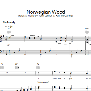 The Beatles Norwegian Wood Musik Noten - Piano, Vocal & Guitar Chords - 15218-0
