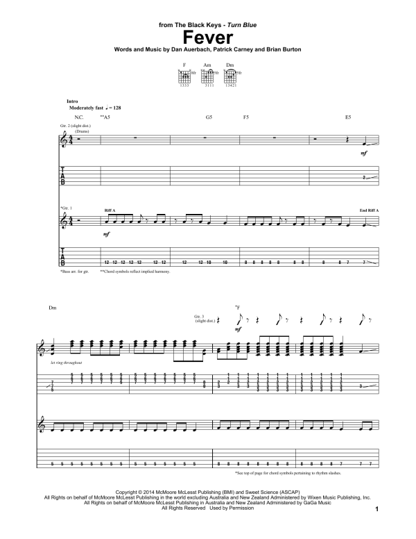 The Black Keys Fever Musik Noten - Guitar Tab - 155797-0