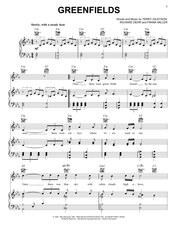 The Brothers Four Greenfields Musik Noten - Piano, Vocal & Guitar Chords - 57074-0
