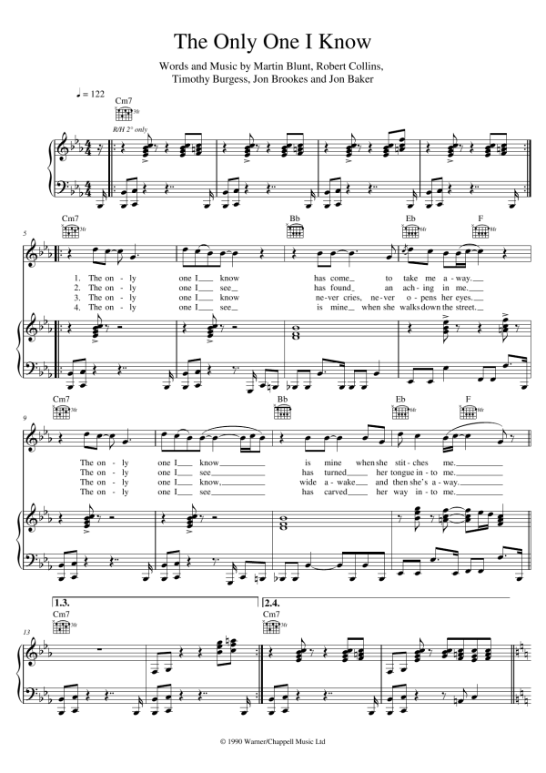 The Charlatans The Only One I Know Musik Noten - Guitar Chords/Lyrics - 109295-0
