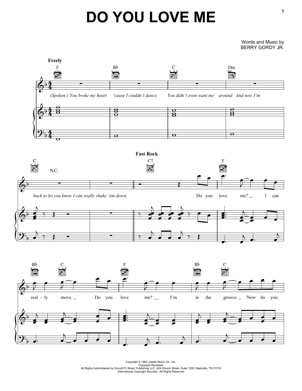 The Contours Do You Love Me Musik Noten - Piano, Vocal & Guitar Chords - 69958-0