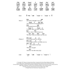 The Corrs Love Gives Love Takes Musik Noten - Guitar Chords/Lyrics - 105343-0