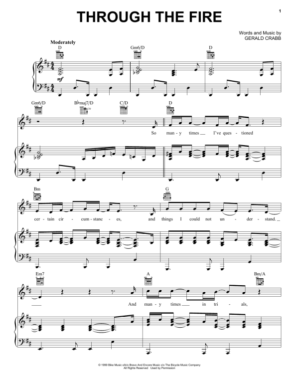 The Crabb Family Through The Fire Musik Noten - Piano, Vocal & Guitar Chords - 53869-0