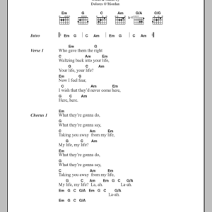 The Cranberries Waltzing Back Musik Noten - Guitar Chords/Lyrics - 100588-0