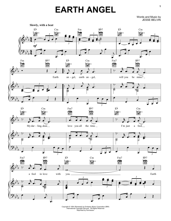 The Crew-Cuts Earth Angel Musik Noten - Piano, Vocal & Guitar Chords - 74326-0