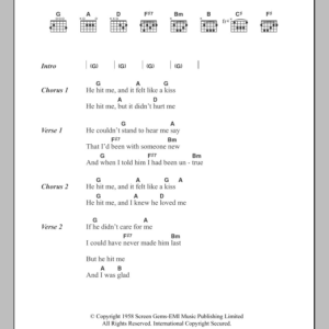The Crystals He Hit Me (And It Felt Like A Kiss) Musik Noten - Guitar Chords/Lyrics - 102640-0