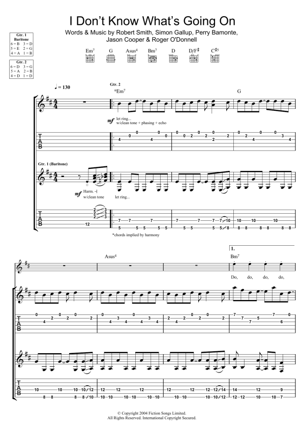 The Cure I Don't Know What's Going On Musik Noten - Guitar Tab - 47369-0