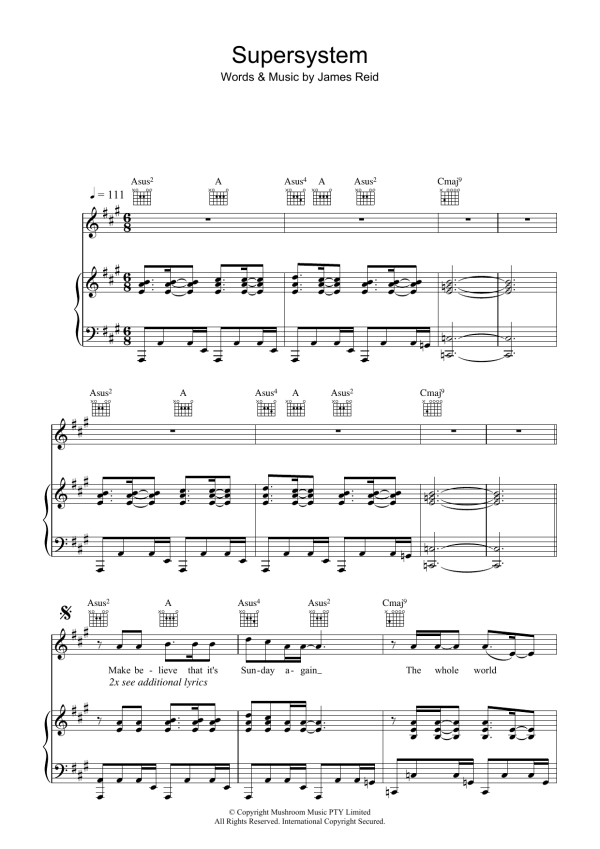 The Feelers Supersystem Musik Noten - Piano, Vocal & Guitar Chords - 38927-0