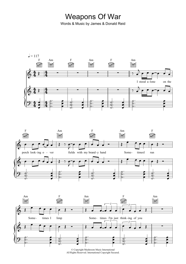 The Feelers Weapons Of War Musik Noten - Piano, Vocal & Guitar Chords - 38930-0