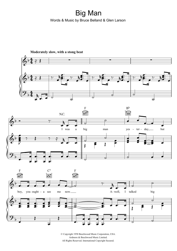 The Four Preps Big Man Musik Noten - Piano, Vocal & Guitar Chords - 46993-0