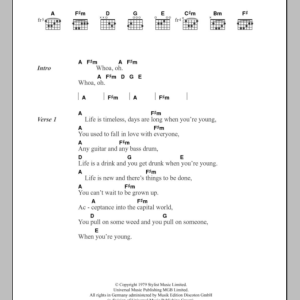 The Jam When You're Young Musik Noten - Guitar Chords/Lyrics - 108742-0