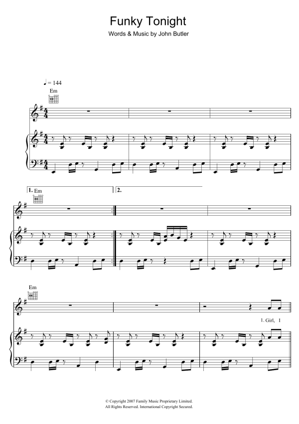The John Butler Trio Funky Tonight Musik Noten - Piano, Vocal & Guitar Chords - 43715-0