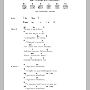 The Killers Forget About What I Said Musik Noten - Guitar Chords/Lyrics - 102407-0