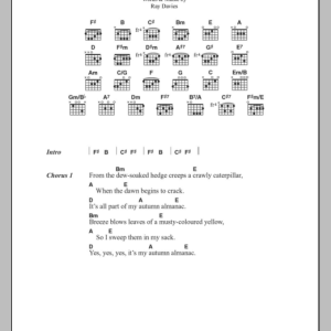 The Kinks Autumn Almanac Musik Noten - Guitar Chords/Lyrics - 100401-0